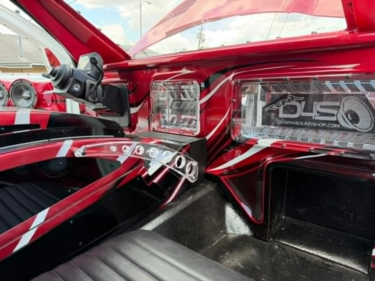 Detailed red custom audio interior